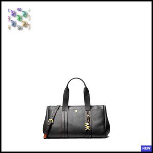 Pebbled Leather Satchel Bag Elegant Chic Top Handle Zipper Closure